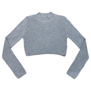 New!! TOPSHOP Grey Wool Blend Knit Ribbed Long Sleeve Cropped Sweater - Sz 6 US